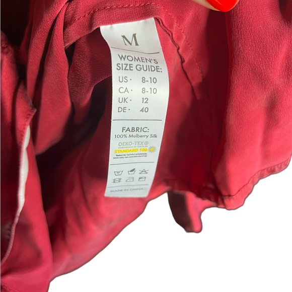 Mommesilk Women’s Sz Medium Claret Burgundy Mulberry 100% Silk Pajama Set - Picture 12 of 13